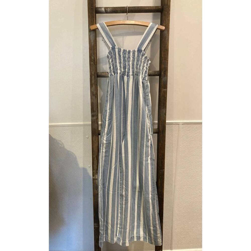 NEW TRACTR girl's striped palazzo jumpsuit in blue/white